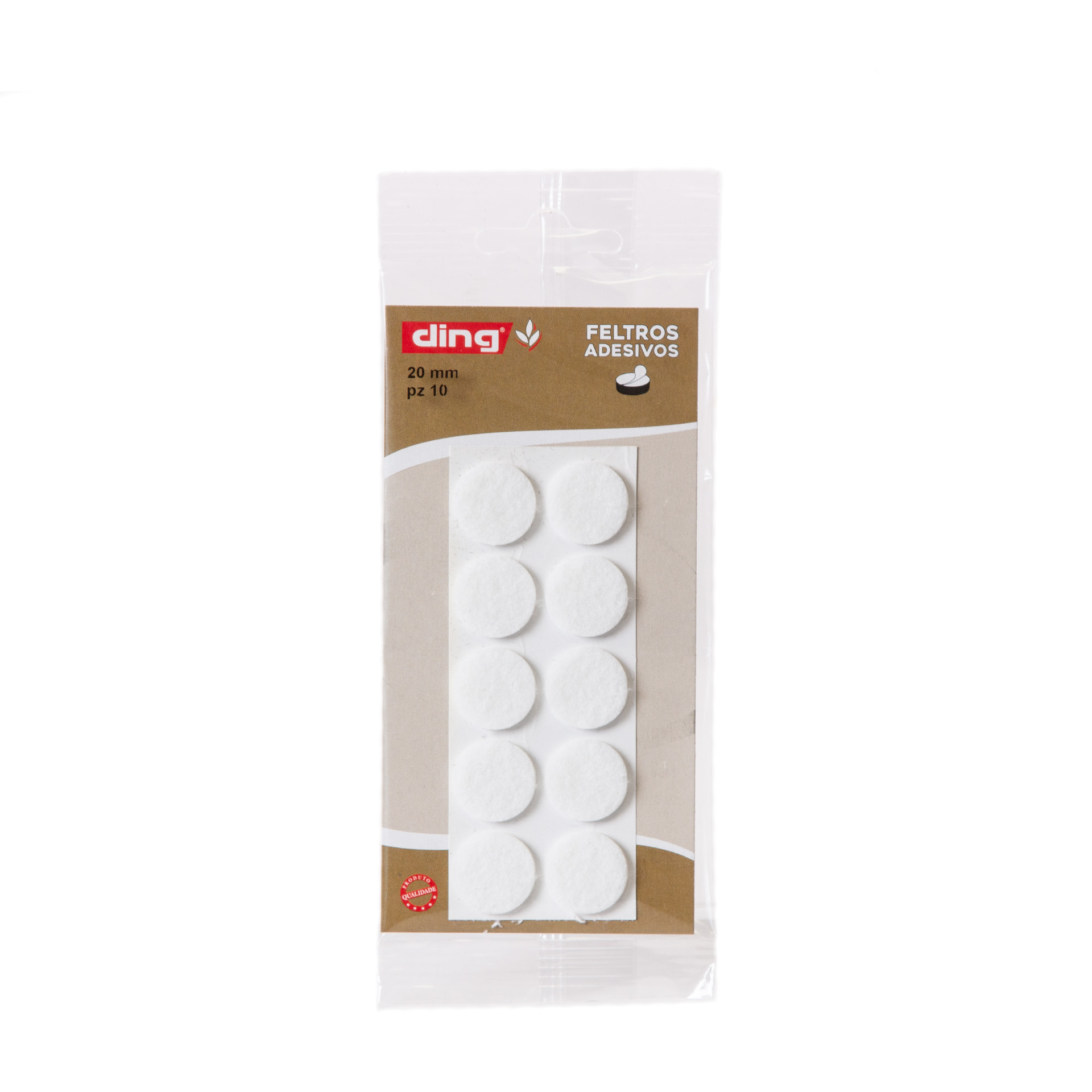Feltro Adesivo Redondo Branco 20X2.5mm Pack 10