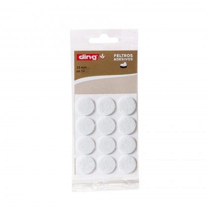 Feltro Adesivo Redondo Branco 22X2.5mm Pack 12