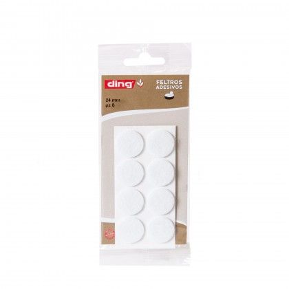 Feltro Adesivo Redondo Branco 24X2.5mm Pack 8