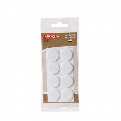 Feltro Adesivo Redondo Branco 26X2.5mm Pack 8