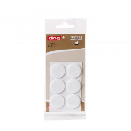 Feltro Adesivo Redondo Branco 28X2.5mm Pack 6