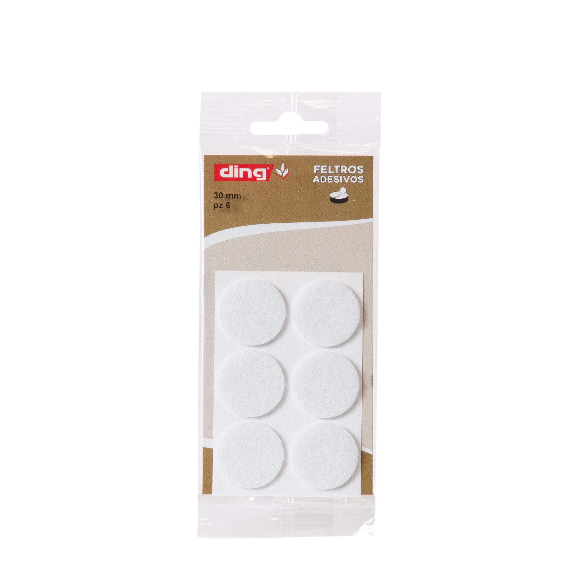 Feltro Adesivo Redondo Branco 30X2.5mm Pack 6