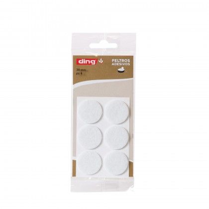 Feltro Adesivo Redondo Branco 30X2.5mm Pack 6