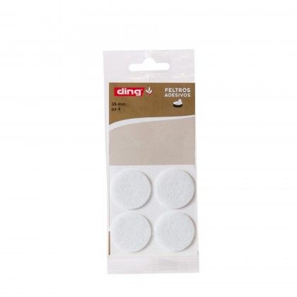 Feltro Adesivo Redondo Branco 35X2.5mm Pack 4