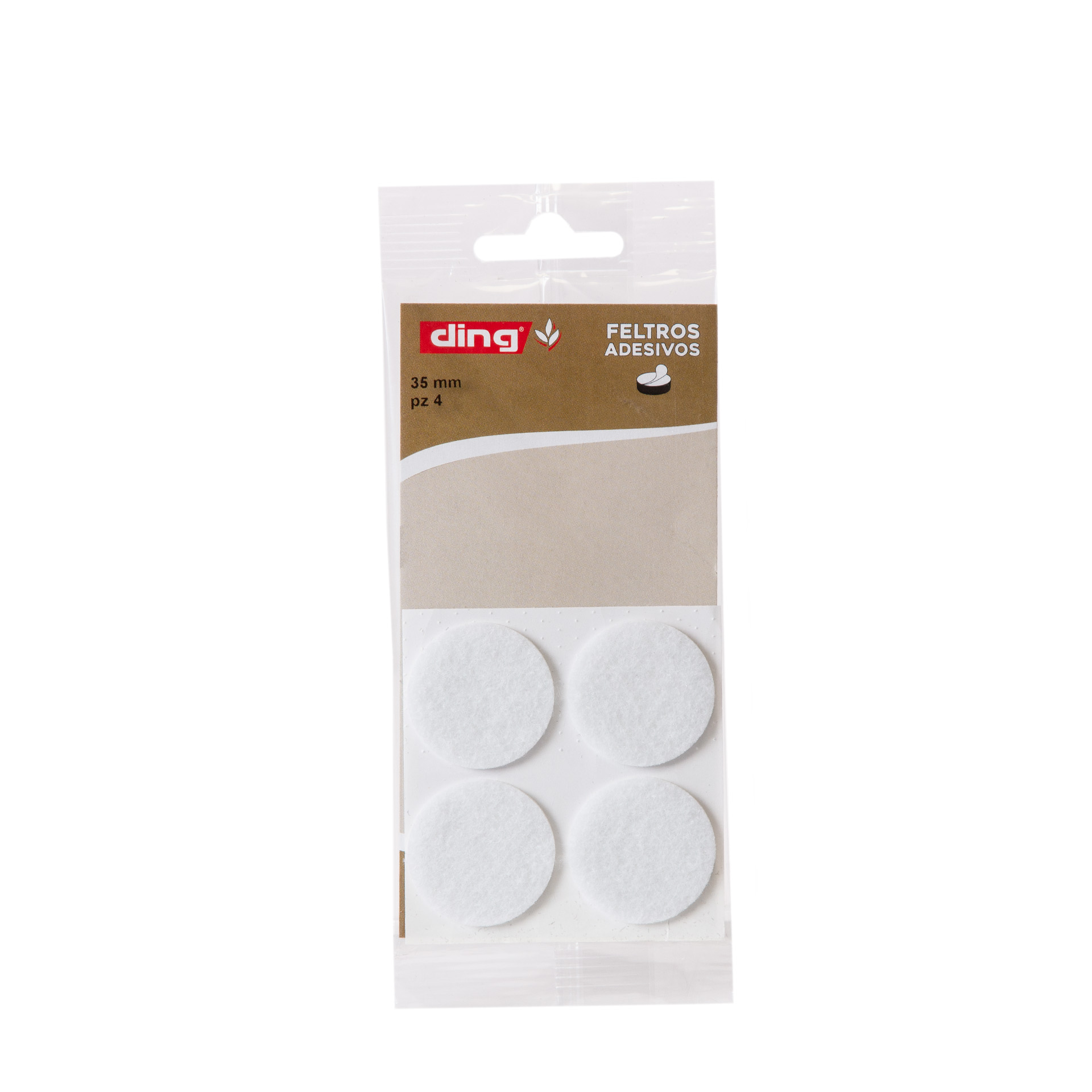 Feltro Adesivo Redondo Branco 35X2.5mm Pack 4
