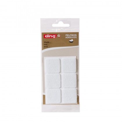 Feltro Adesivo Quadrado Branco 30X30X2.5mm Pack 6