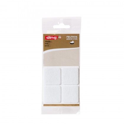 Feltro Adesivo Quadrado Branco 35X35X2.5mm Pack 4