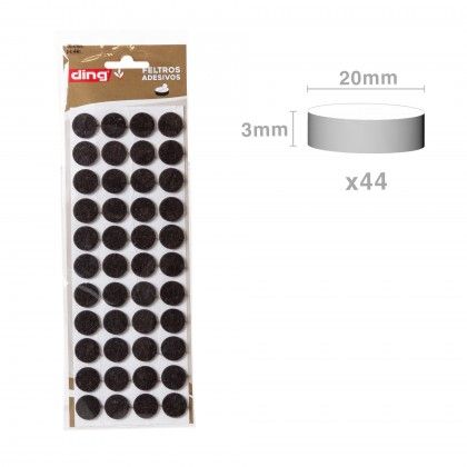 Feltro Adesivo Redondo Preto 20X3mm Pack 44