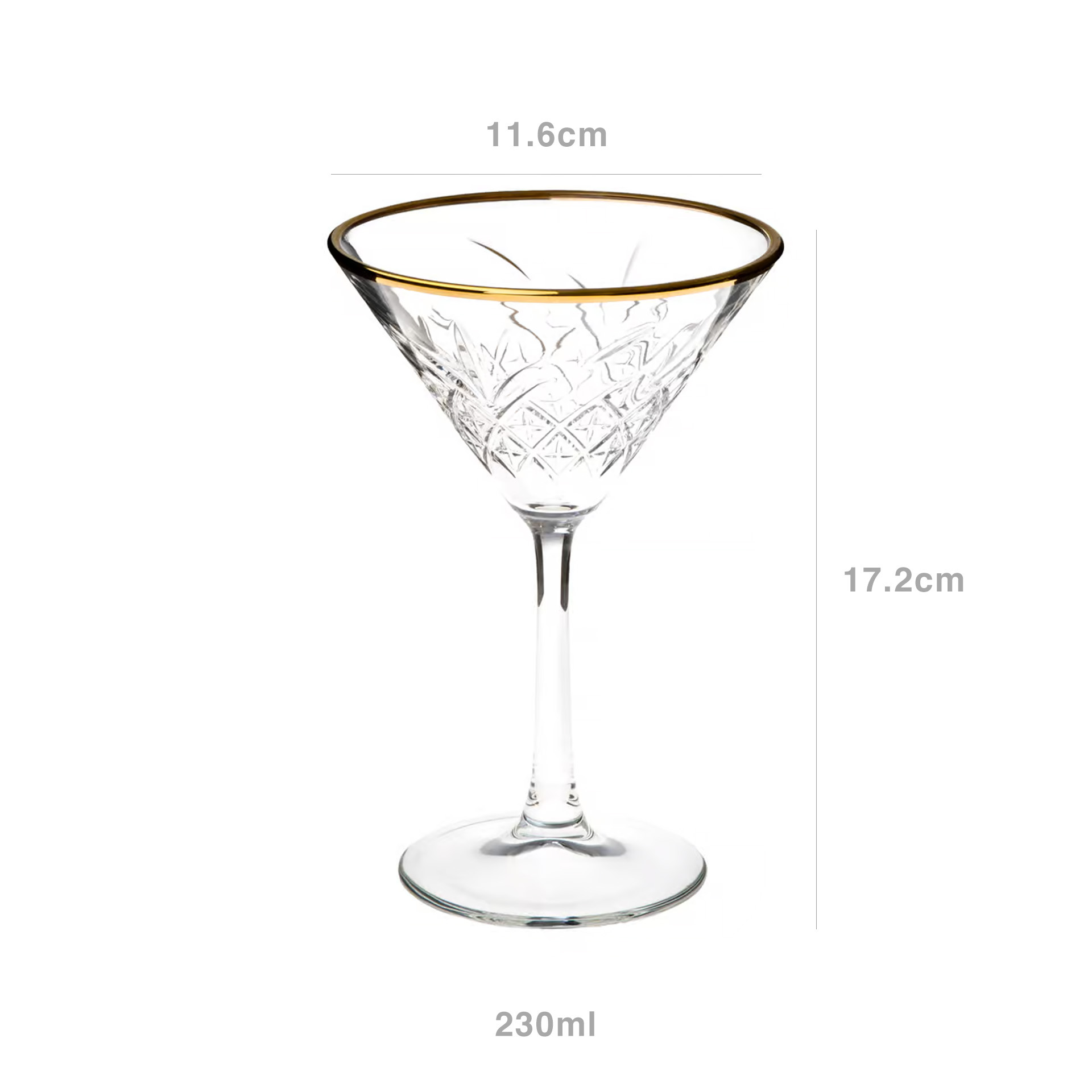 Copo Cocktail Timeless Golden Touch 230ml 11.6X17.2cm Pack 4