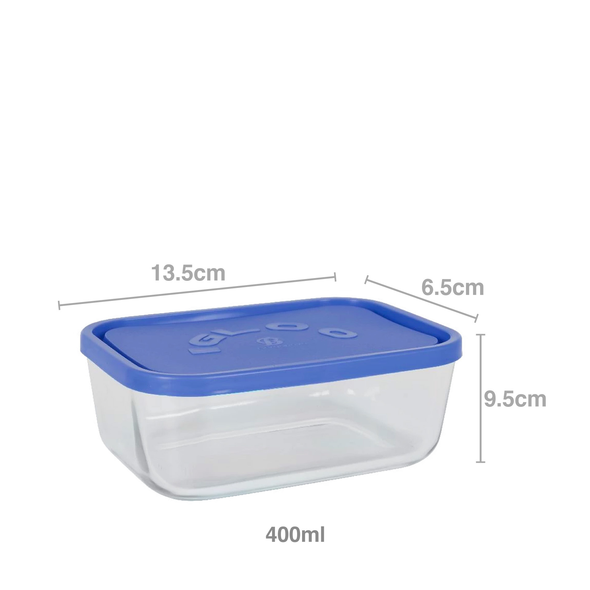 Caixa Hermética Vidro Igloo Retangular 400ml 13.5X9.5X6.5cm