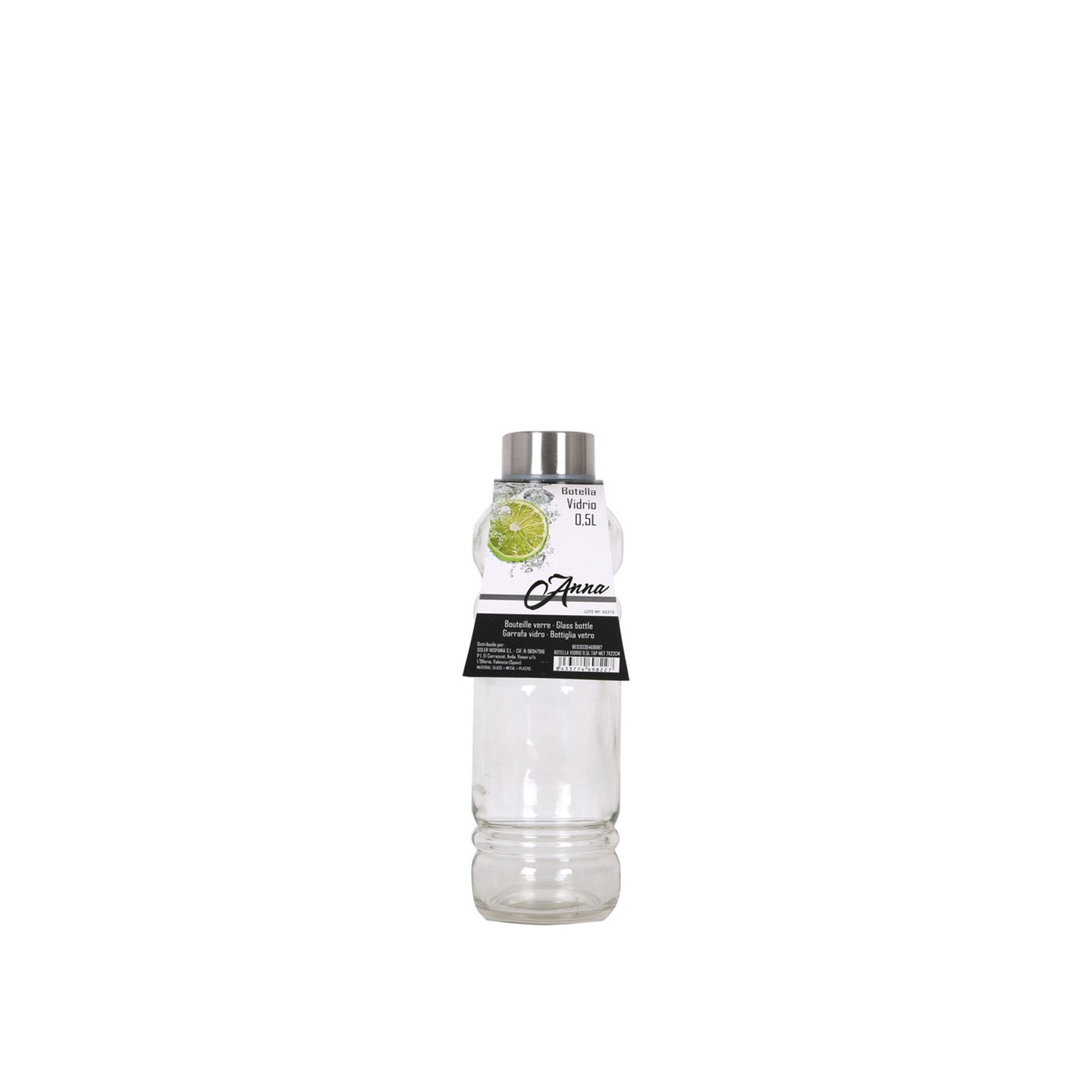 Garrafa Vidro Anna Tampa Metal 0.5L