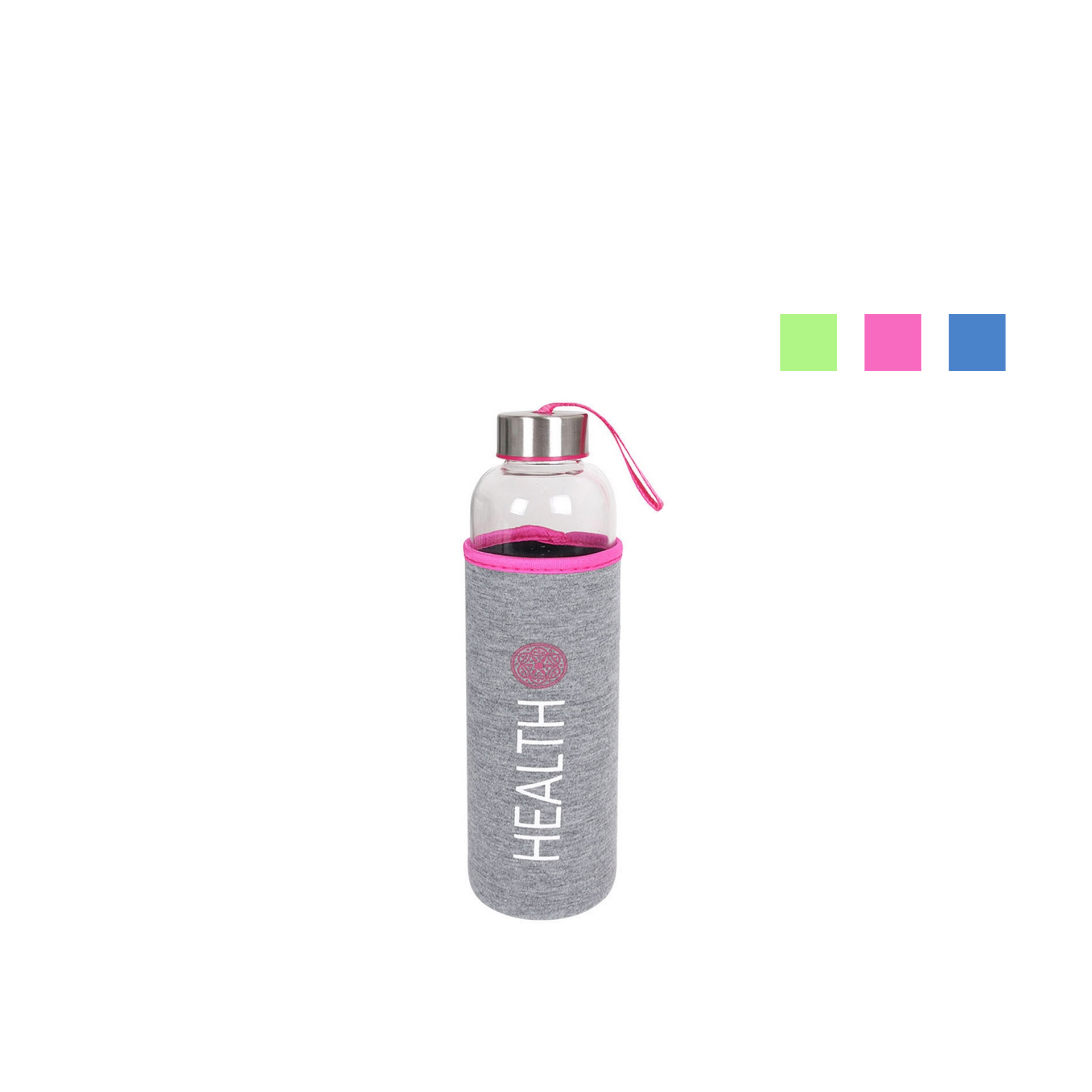 Garrafa Água Vidro com Capa Protetora 600ml 7.2X24.5cm