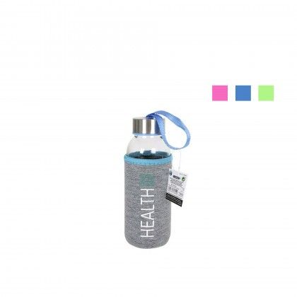 Garrafa gua Vidro com Capa Protetora 300ml 6.2X18cm