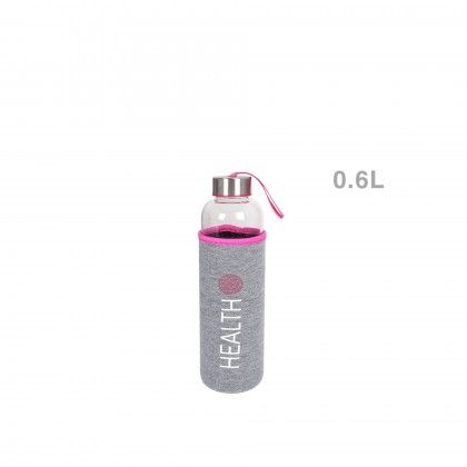 Garrafa Água Vidro com Capa Protetora 600ml 7.2X24.5cm Garrafa Água Vidro com Capa Protetora 600ml 7.2X24.5cm