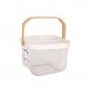 Cesto Metal Asa Madeira Quadrado 25X25X18cm
