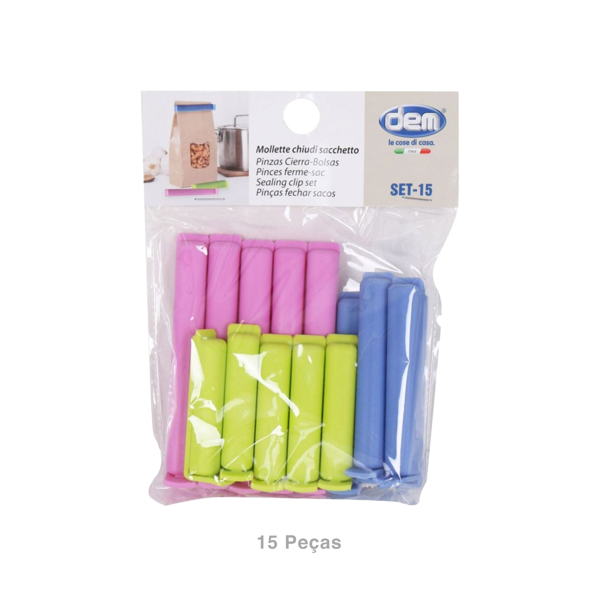 Pinça Fecha Saco Dem Pack 15