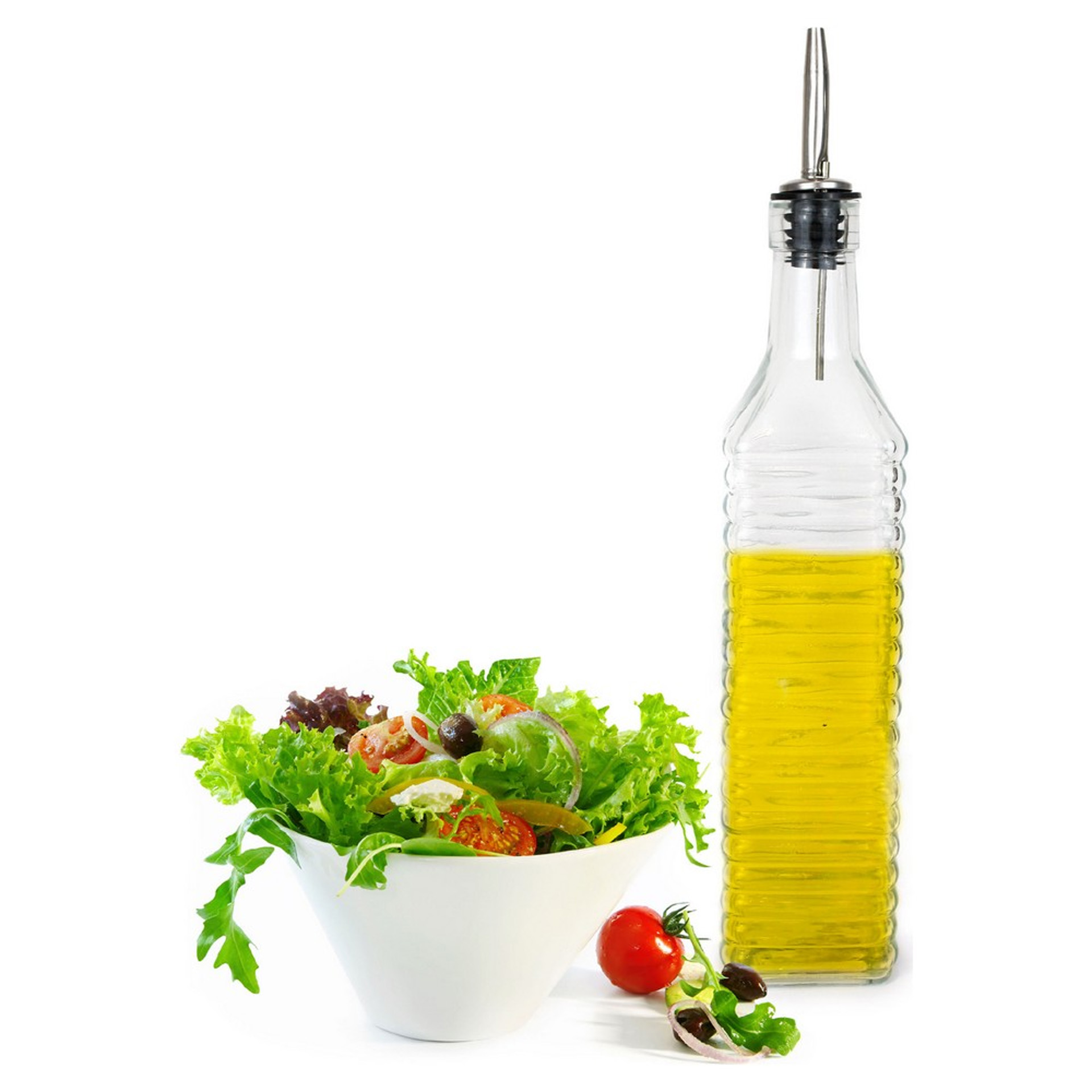 Galheteiro Vidro Tampa Inox Anna Linhas 500ml 5.5X5.5X30cm