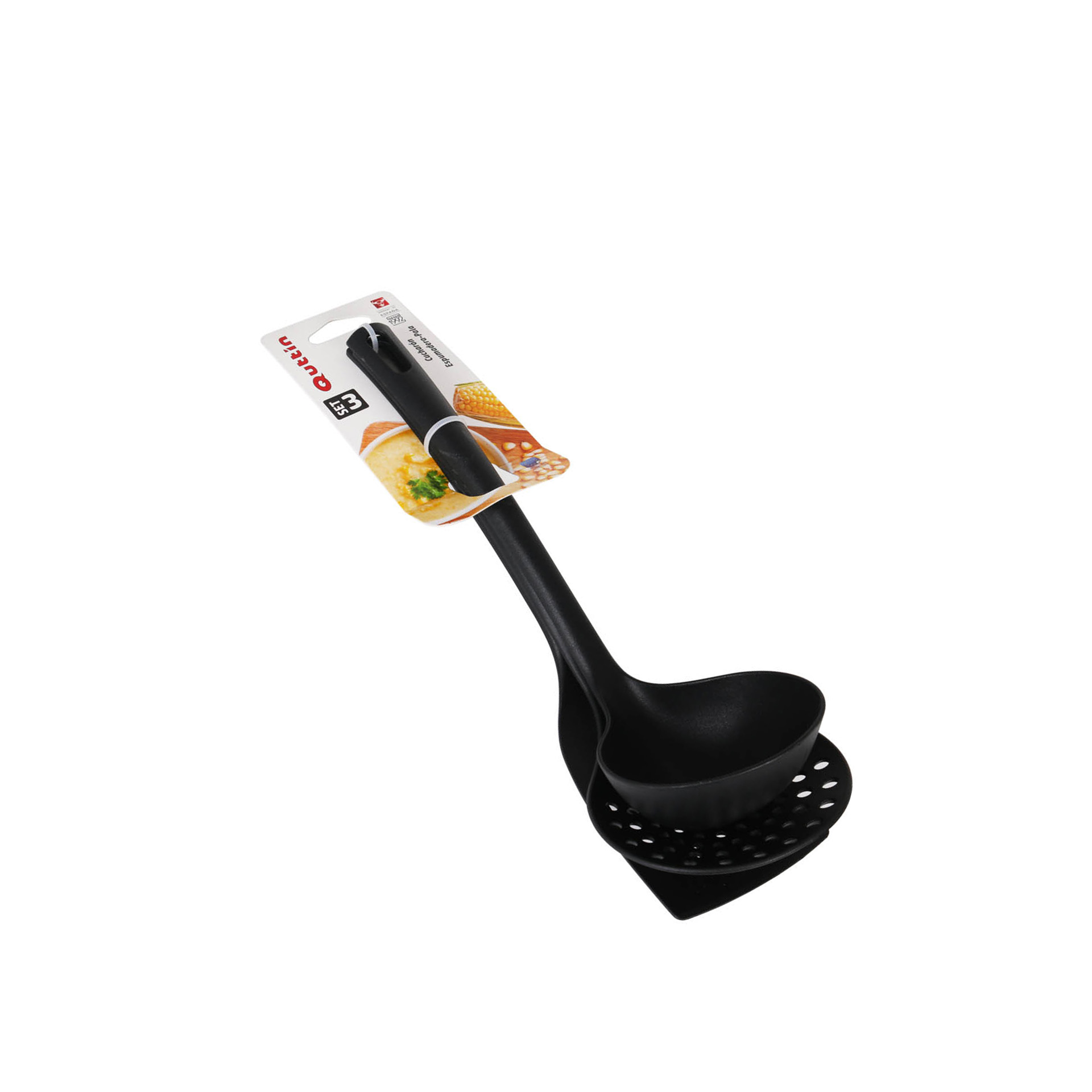 Conjunto 3 Utensílios Cozinha Nylon Preto