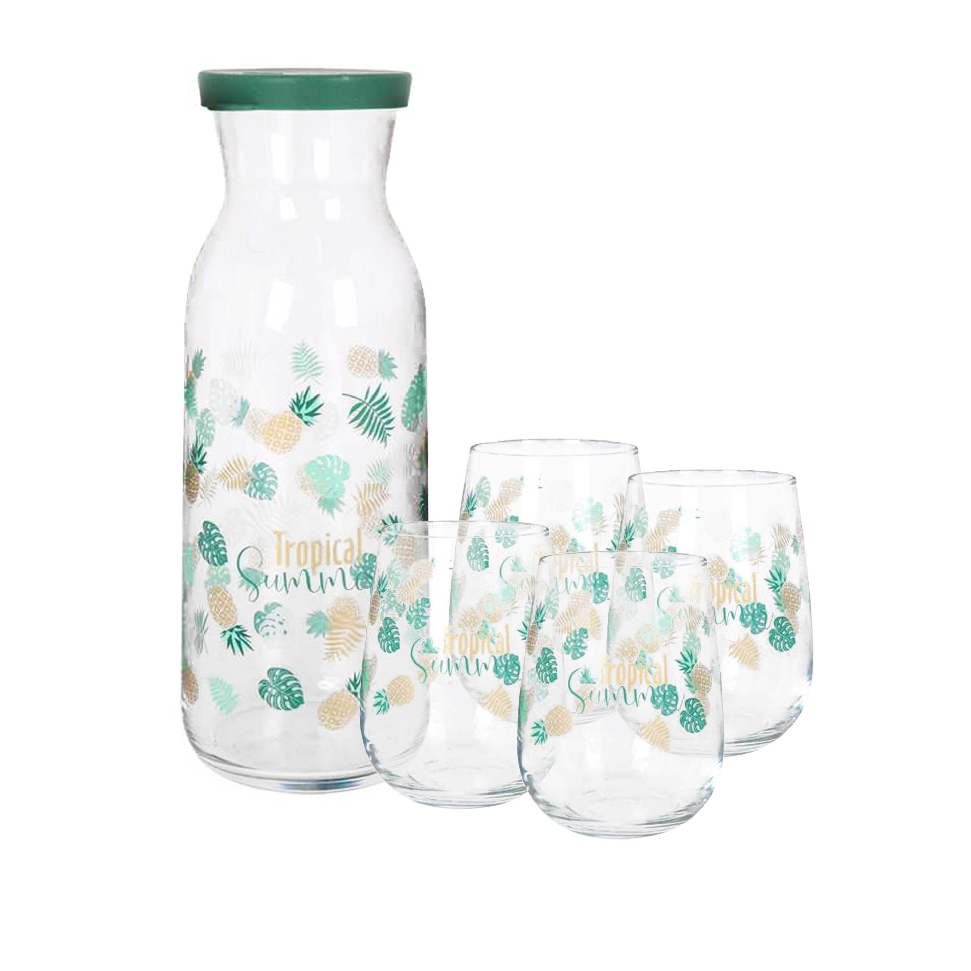 Conjunto Garrafa Vidro 1.2L + 4 Copos 475ML