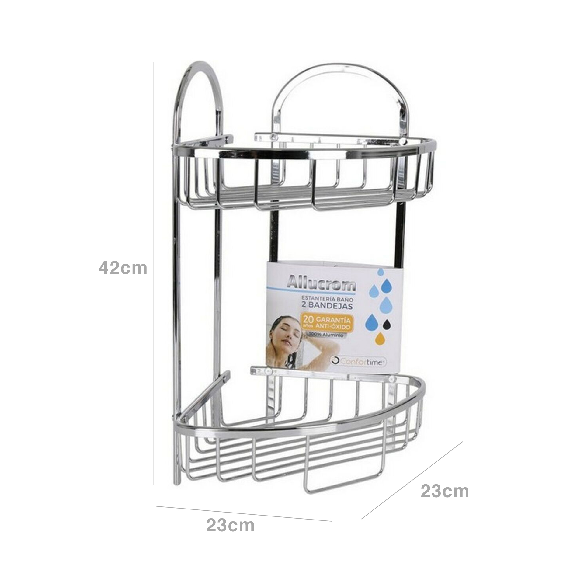 Estante Banho Allucrom 2 Bandejas Canto 23X23X42cm