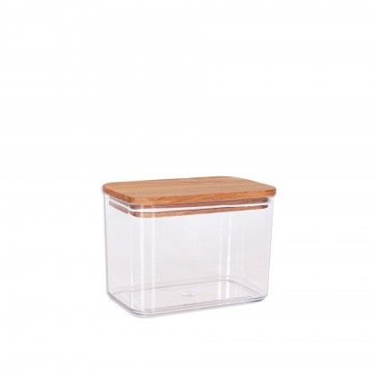 Frasco Plstico Tampa Madeira Retangular 1000ml