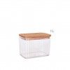 Frasco Plstico Tampa Madeira Retangular 1000ml