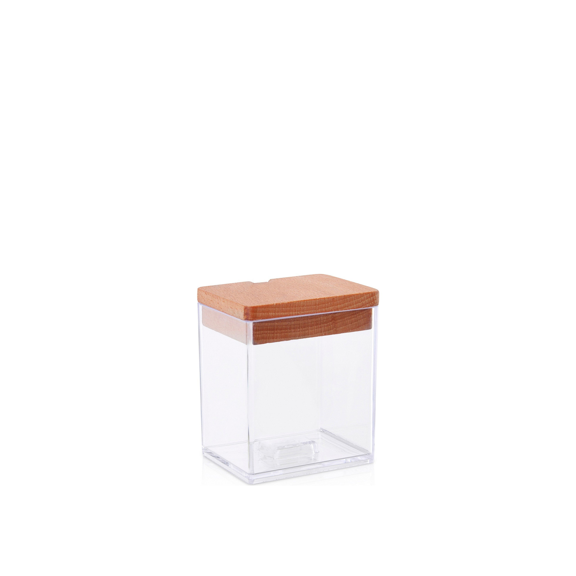 Açucareiro Plástico Tampa Madeira 7X7X8.7CM