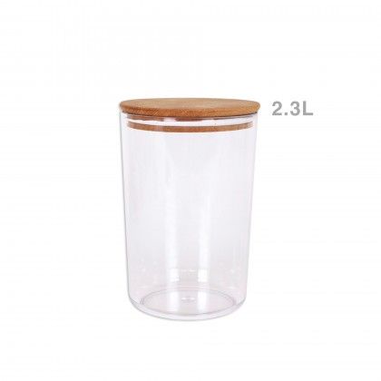 Frasco Plstico Tampa Madeira Redondo 2300ml