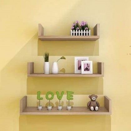 Estante Parede MDF Castanho 22/32/42CM Pack 3