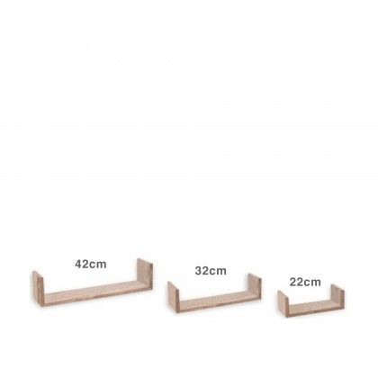 Estante Parede MDF Castanho 22/32/42CM Pack 3