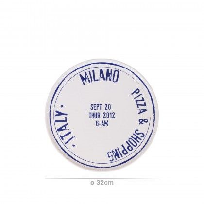 Prato Pizza Letras Azuis 32cm Prato Pizza Letras Azuis 32cm