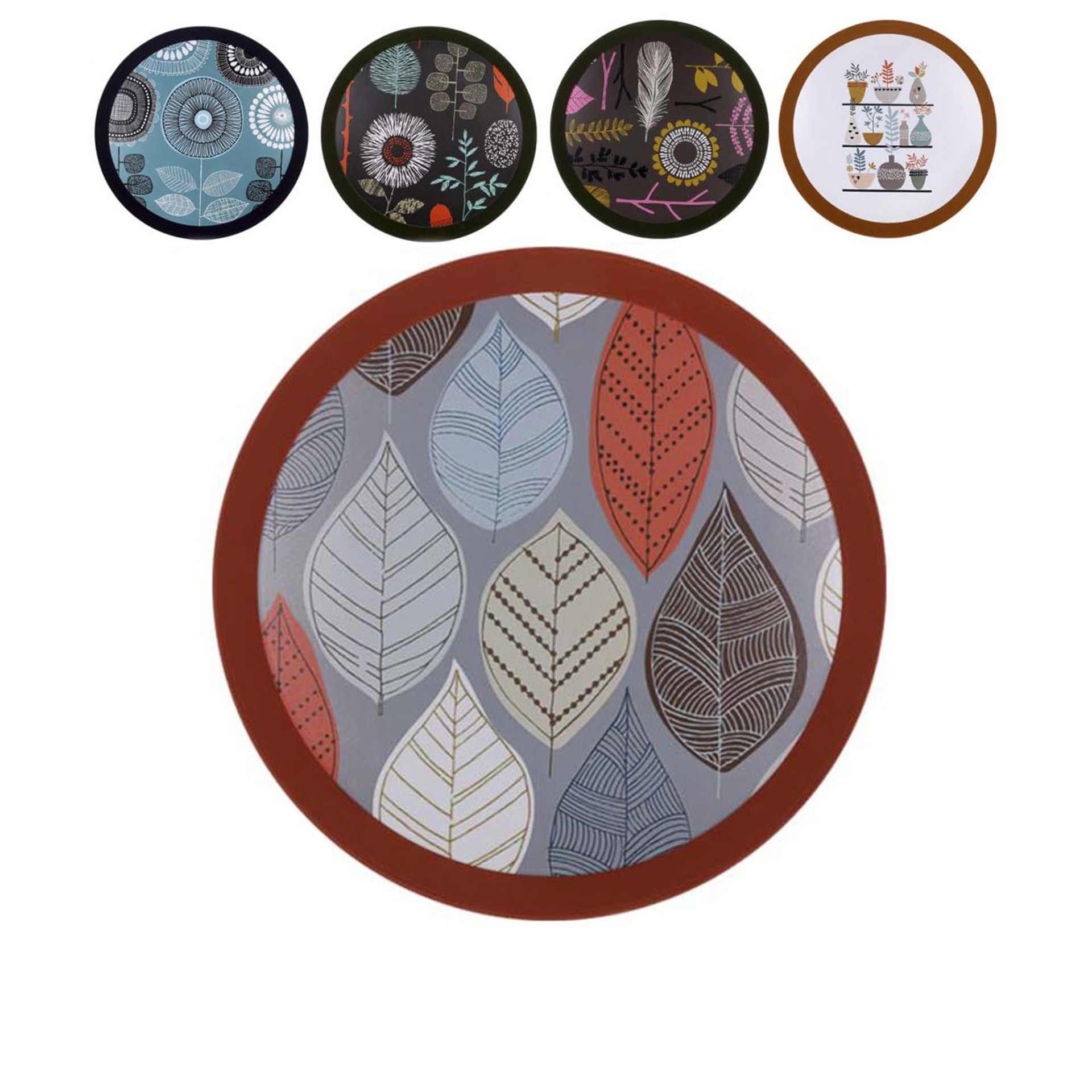 Bandeja Plástica Folhas Sortido 46cm