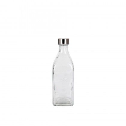 Garrafa Vidro Tampa Metal Square 1L