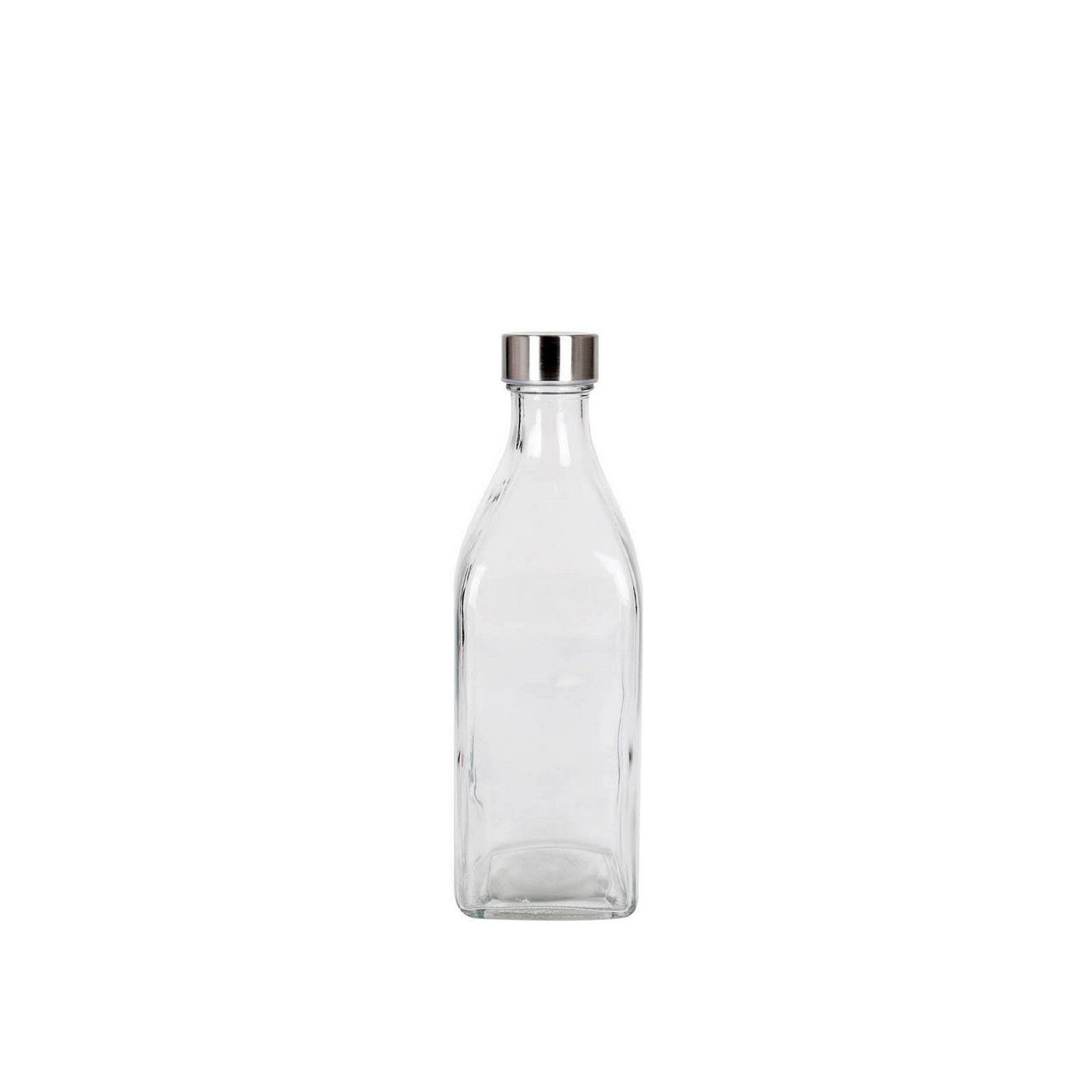 Garrafa Vidro Tampa Metal Square 1L