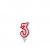 Vela Aniversrio Branco / Vermelho 7cm N.3