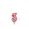 Vela Aniversrio Branco / Vermelho 7cm N.3