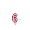 Vela Aniversrio Branco / Vermelho 7cm N.6