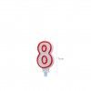 Vela Aniversrio Branco / Vermelho 7cm N.8
