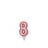 Vela Aniversrio Branco / Vermelho 7cm N.8