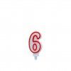 Vela Aniversrio Branco / Vermelho 7cm N.6