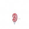 Vela Aniversrio Branco / Vermelho 7cm N.9