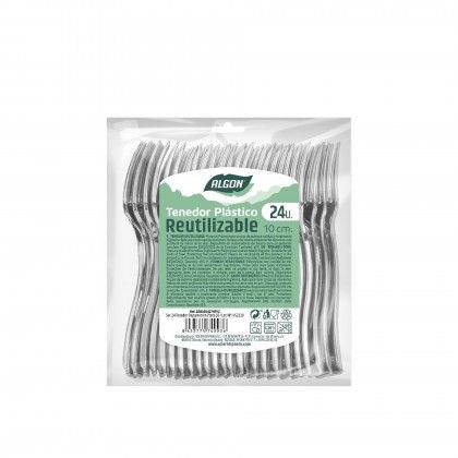 Garfo Plstico Reutilizvel Prata 10CM Pack 24