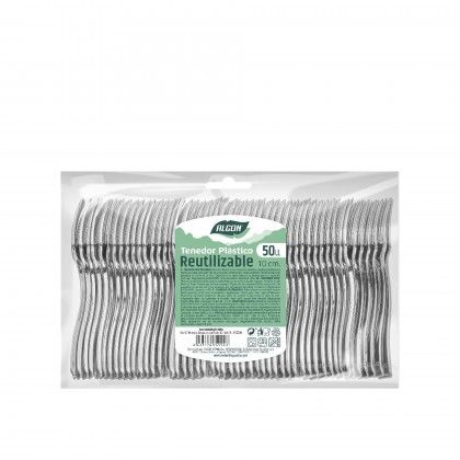 Garfo Plstico Reutilizvel Prata 10CM Pack 50