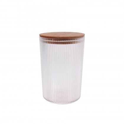 Frasco Linhas Tampa Madeira Redondo 2300ml