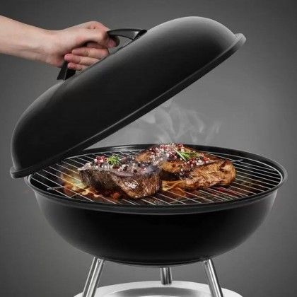 Churrasqueira com Tampa Redonda Preta 34cm
