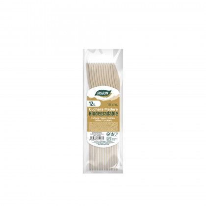 Colher Madeira Biodegradvel 16cm Pack 12