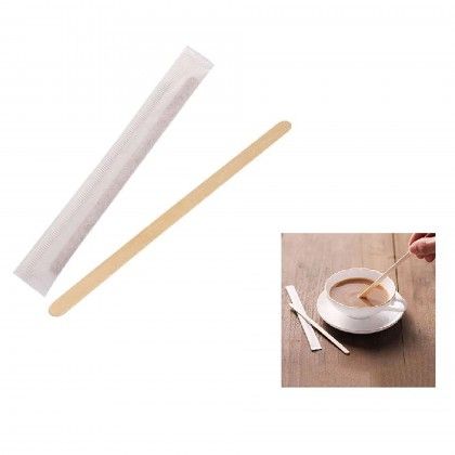 Palheta Caf Madeira Biodegradvel Embalado 0.5X11cm Pack 50
