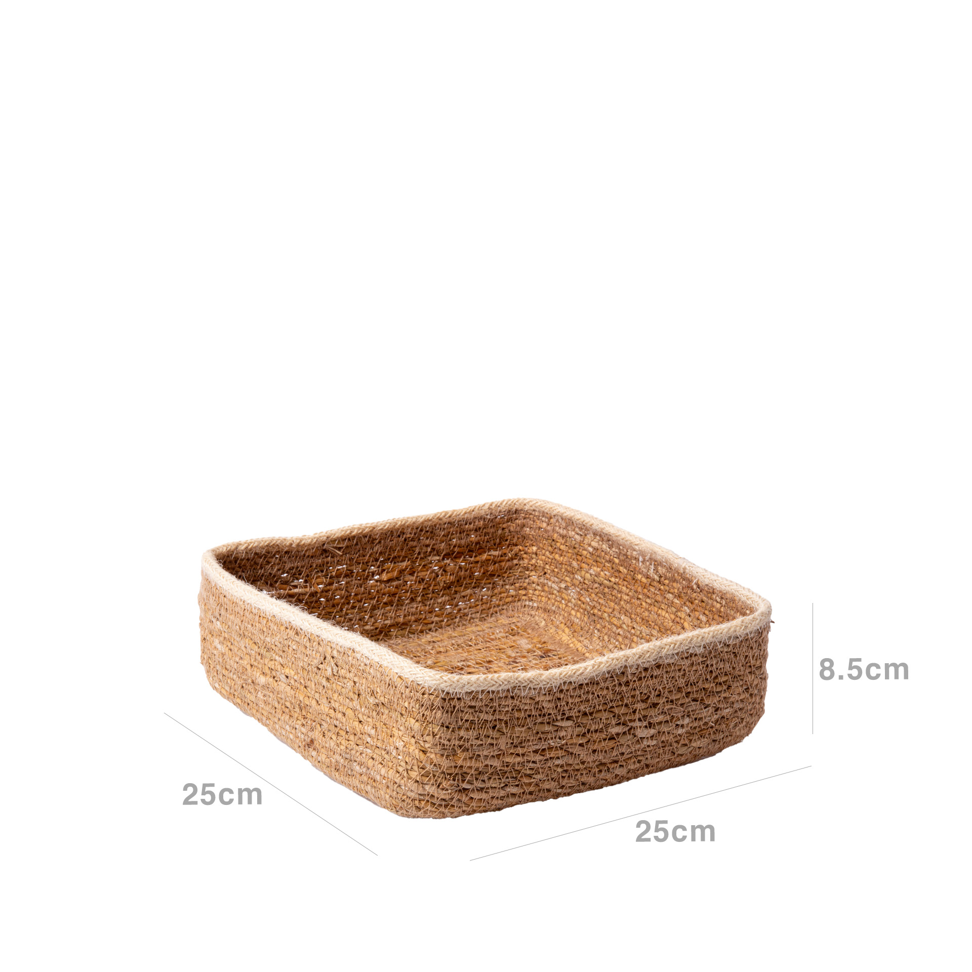 Cesto Vime Quadrado Bege 25X25X8.5cm