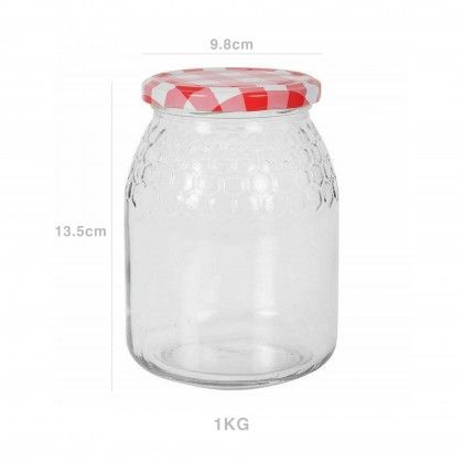 Frasco Hermtico com Tampa Rosca Xadrez Mel 1kg 9.8X13.5cm