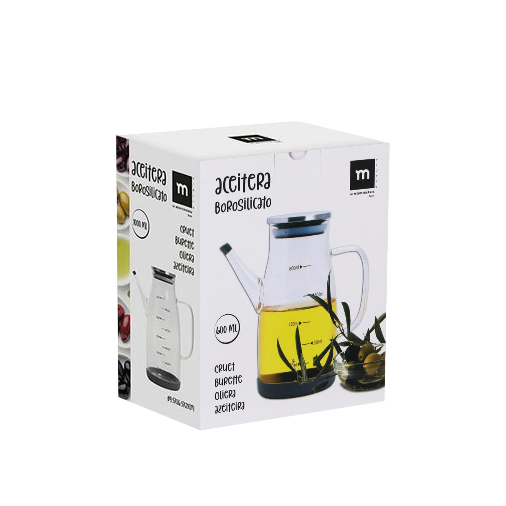 Galheteiro Vidro Tampa Metal 600ml 8.5X16.5X17.3cm